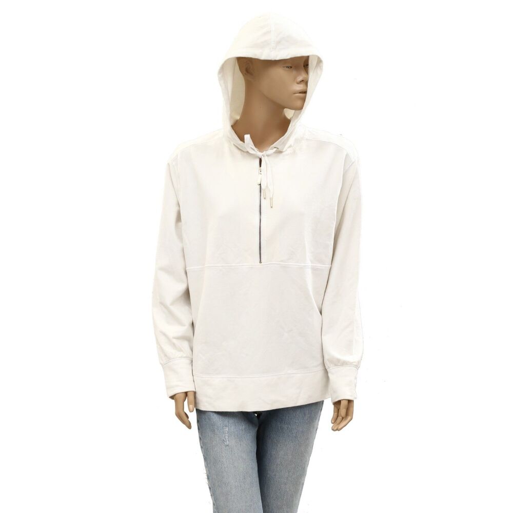 Lilly Pulitzer Hoodie Sweatshirt Top Long Sleeves Pullover Solid White S 288082